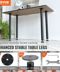 28 Inch Adjustable Desk Legs Heavy Duty Steel Table Support Set Of 4 with matte black finish in home office setting.
