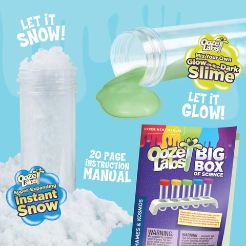 Big Box Of Ooze Labs Science Kit With 5 Safe Fun Experiments Slime Crystal Feather Instant Snow Oobleck Test Tubes