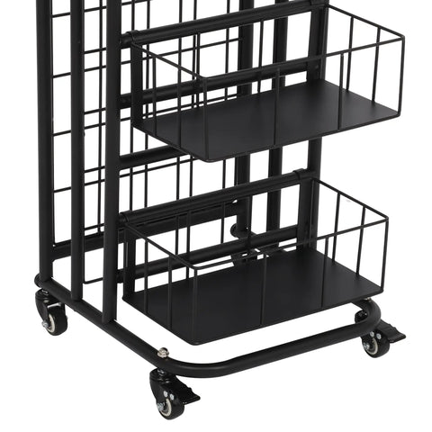 Heavy Duty Metal Spray Paint Storage Rack Eight Tier Lube Can Organizer Hella Sturdy Workshop Shelf With Thirty Two Slots Fits Aerosols And Beverages For Tight Garage Spaces, close-up view of lower shelves.