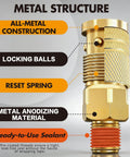 Complete 54 Piece One Quarter Inch NPT Air Hose Fittings Kit With Copper Plated Quick Connects And 360 Degree Swivel Adapters Plugs Male And Female Couplers Straight Fittings Adapters And Tube Cutter For Air Compressors And Auto Repair, gold metal fitting
