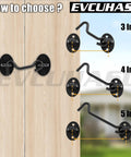 Rock Solid 3 Inch Matte Black Hook And Eye Latch For Swing Barn Doors Patio Gates showing size options of 3, 4, and 5 inches.