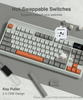 75 Percent Mechanical Keyboard With Tri Mode Wireless Connection And Interactive TFT Display Featuring A Programmable Knob For Custom GIFs And Next Level Typing On Your Dope Gaming Rig with hot-swappable switches.