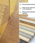 Real Deal Grasscloth Wallpaper Featuring Textured Woven Weave And Natural Plant Fiber Texture Sets Top Tier Decor Vibes For Any Room While Making Installation Dead Straight With Heavy Duty Non Prepasted Roll In Classic Beige samples showing beige woven textures.
