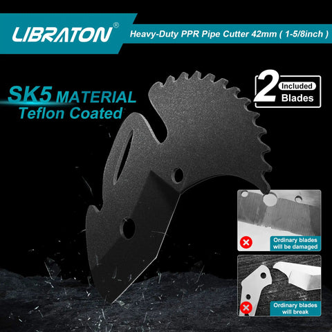 Two replacement blades for One And Five Eighths Inch Ratcheting PVC Cutter With Replacement Blade for PVC ABS PEX PPR