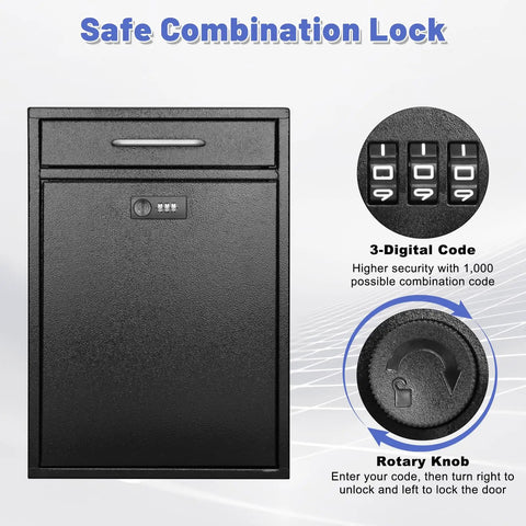 Built Tough Steel Outdoor Mailbox With Combination Lock Wall Mount Security Drop Box For Mail And Packages showing lock detail