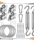 Shade Sail Hardware Kit With Vinyl Coated Aircraft Cable 48 Ft Total, 12 Ft Sections, includes anchors and turnbuckles
