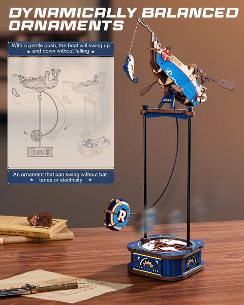 3D Wooden Puzzle For Adults Gravity Swing Ocean Fisher Model Kit With 161 Pieces No Fuss Setup Maritime Boat Craft for display