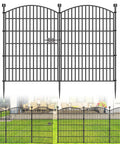 Tall 40 Inch High Outdoor Decorative Garden Fence With Gate, 23.6 Foot Long No Dig Dog Fence, rustproof metal, installed view.