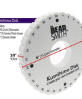 Side view of Round Kumihimo Disk Set For Jewelry Making, 6 Inch Diameter Dense Foam, Three-Eighth Inch Thick with measurements.