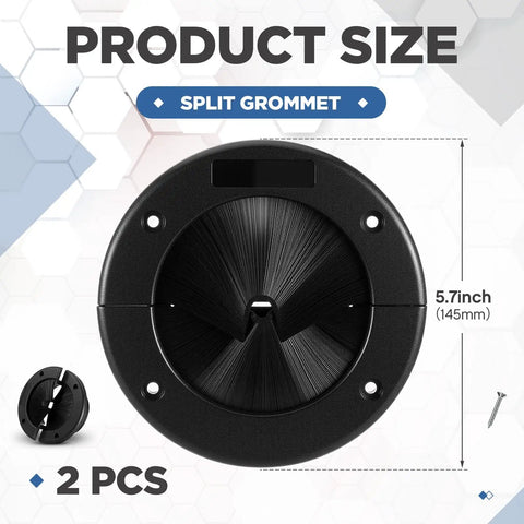 2 Pack 4 Inch Round Brush Grommet With Split Design For Raised Floor Airflow Management And Cable Management