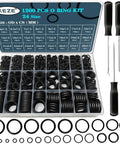 1200 Pcs Universal Rubber O Ring Kit In 24 Sizes With 4 Piece Precision Pick And Hook Set, assorted O-rings and tools displayed
