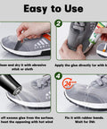 Heavy Duty Shoe Repair Glue For Sneakers And Boots Waterproof Clear Flexible Adhesive That Bonds Ultra Strong And Will Not Crack Or Peel Dries Clear For Long Lasting Sole Repairs in use.