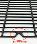 Premium Porcelain Coated Cast Iron Cooking Grates Set Of Two Twelve And Three Eighths By Nineteen And One Quarter Inches with handle for easy carrying.
