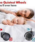 Replacement Chair Wheels Set Of 5 Dual 2 Inch Soft Casters For Hardwood Floors shown with mother and baby sleeping