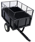 Side view of the Heavy Duty Steel Dump Trailer 22 cu ft Capacity with all-terrain tires, ideal for rural property maintenance.