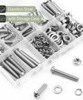 Nuts And Bolts Assortment Kit With 146 Pieces Stainless Steel Hardware Set Including M6 Screws and Washers
