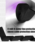 Heavy Duty Nylon Cable Protector Sleeve For Wire Harnesses, 8-meter black braided cord cover roll with flexible design.