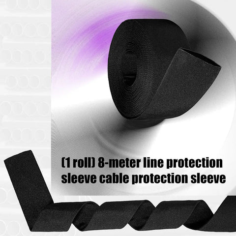 Heavy Duty Nylon Cable Protector Sleeve For Wire Harnesses, 8-meter black braided cord cover roll with flexible design.