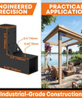 4 Pack Pergola Bracket Kit Sets, 2-Way L Shaped Corner Brackets For 3.5 By 3.5 Inch Wood Posts shown with installation on a wooden gazebo