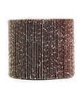 Close-up of Two Pack Aluminum Oxide Flap Sanding Wheel Drum Burnishing Brush Kit For Metal And Wood, 4.5 Inch Diameter, 60 Grit