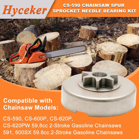 3/8 Inch Chainsaw Spur Sprocket Kit With Clutch Drum And Needle Bearing, 7 Tooth Drive Sprocket For Echo CS 590 600P 620P 620PW