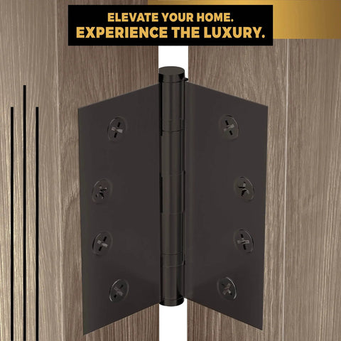 Heavy Duty Ball Bearing Door Hinges 4x4 Inch Solid Brass In Oil Rubbed Bronze With Decorative Screw On Tips Included Set Of 6 For Smooth Sturdy No Slam Doors on wooden door