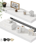 Floating Wall Shelves Set Of 2 23.6 x 9.3 Inches White MDF With Steel Brackets Up To 25 Lbs Capacity holding decor items