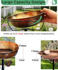Rust Resistant Metal Bird Bath For Outside With 12 Inch Wide Bowl And 3 Inch Deep Water, 36 Inch Tall On Stable Five Prong Stake
