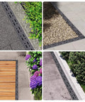Heavy Duty Outdoor Trench Drainage Kit With Stainless Steel Grate And Polypropylene Channel Built To Last Weatherproof French Drainage System in use in various outdoor settings