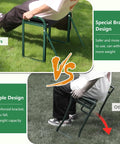 Comparison of Foldable Garden Kneeler And Seat With Anti Tipping Frame Widened Thick Soft Kneeling Pad vs. standard stool