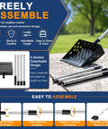 Flex Grip Roof Cleanup Shovel With Segmented Adjustable Pole No Sweat Sweep For Loose Asphalt Shingles Gutter Gunk And Big Backyard Trash Jobs Plus Heavy Duty Extension Tubes showing 4-section detachable design and adjustable length.