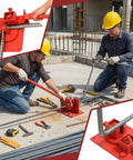 Heavy Duty Manual Rebar Bender Tool For Construction Site And Home Use Extended Handle Metal Bending Machine with workers using on site.
