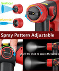 Pro Level Cordless Paint Sprayer Fits Milwaukee M18 Battery 1000Ml Hvp Spray Gun showing adjustable spray pattern knob and nozzles.