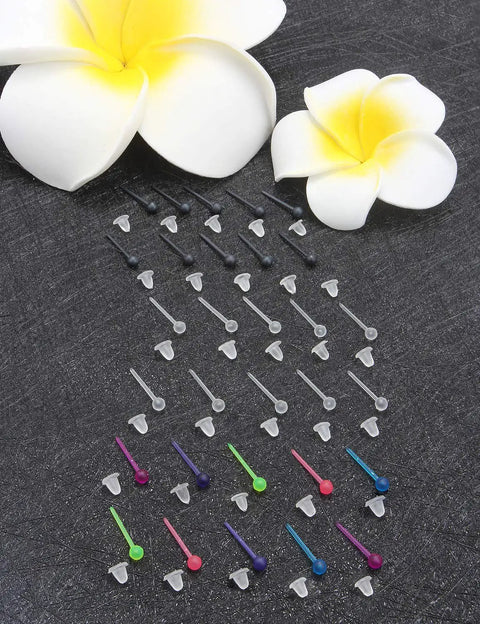 Clear Plastic Silicone Multicolor Ball Stud Earrings Post Hole Saver Piercing Retainers Medical Grade For Sensitive Ears Women And Men Dope For Sports And Work, assorted sizes