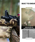Rifle on pre filled shooting rest sand bag for front and rear gun range support with camouflage design for stability