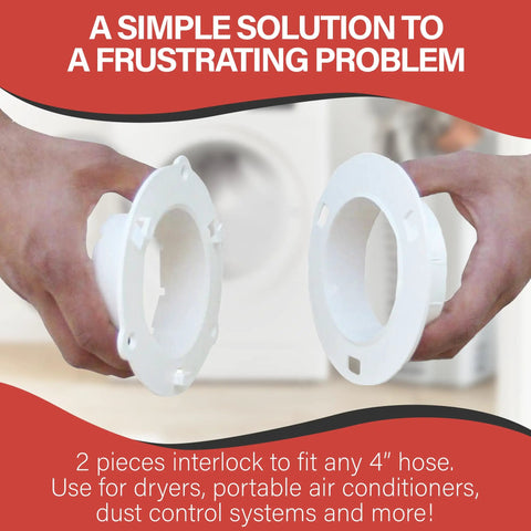Hands holding two-piece Dryer Vent Quick Release System For 4 Inch Tubes Two Piece Quick Connect Twist And Lock Easy Install