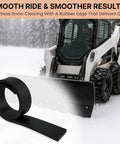 Heavy Duty Rubber Cutting Edge For Snow Plow 60 Inch Wide By 4 Inch High Replacement Blade shown with snowplow in winter setting.