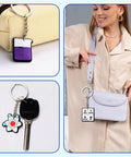 20 Pack Science Party Keychains Set Colorful Silicone Keyrings showcasing beaker, atom, and STEM charms on bags and keys.