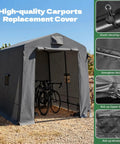 Heavy Duty 7x6x6 Ft Outdoor Storage Shed Portable Shelter With Double Zippered Doors Two Mesh Windows Waterproof UV Resistant 180G PE Cover And Steel Frame For Backyard Garden Patio Dark Gray with bicycles inside