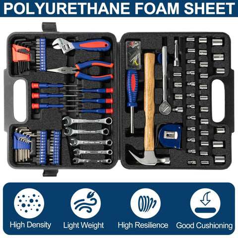 Rock Solid High Density Polyurethane Foam Sheets 12X12X1 Inch Hella Durable Next Level Packing Inserts For Toolboxes Camera Gear Jewelry Boxes Diy Crafts Black 4 Pack