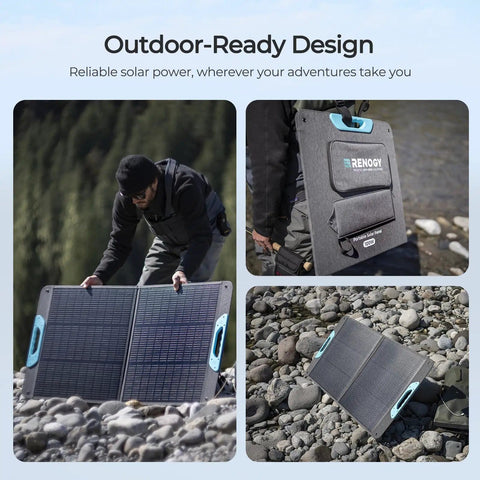 Portable 100 Watt Solar Panel With Kickstands for Camping And Off Grid Power Stations 25 Percent Efficient N Type Cell Tech