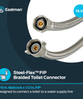 16 Inch Stainless Steel Braided Toilet Water Supply Line With 7/8 Inch Ballcock Outlet And 1/2 Inch FIP Inlet close-up