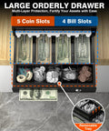 Cash Register With Fast 30 FPS Barcode Scanner And Multiport Connectivity Locking Cash Drawer Box showing open cash compartments.