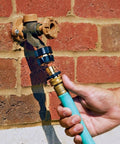 Awesome 3/4 Inch Quick Connector Fitting For Garden Hose Repairs, Leak Proof Washer Adapter Coupler Fits Faucets Sprayers And Pressure Washers Like A Charm installed on outdoor tap