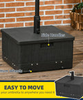 2 In 1 Outdoor Umbrella Base Planter Box With Drain Hole Heavy Duty Fillable Stand Table On Wheels For Deck Poolside 175 Lbs