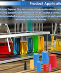Image showing Forty Piece Eight Sizes Silicone Rubber Tapered Plugs Set High Temperature Up To Six Hundred Fahrenheit in a lab setting