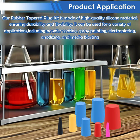 Image showing Forty Piece Eight Sizes Silicone Rubber Tapered Plugs Set High Temperature Up To Six Hundred Fahrenheit in a lab setting