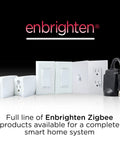 Zigbee In Wall Paddle Dimmer With QuickFit And SimpleWire, white almond finish, surrounded by other Enbrighten Zigbee products.
