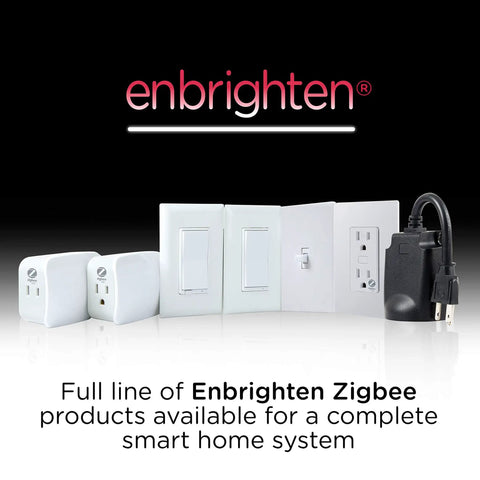 Zigbee In Wall Paddle Dimmer With QuickFit And SimpleWire, white almond finish, surrounded by other Enbrighten Zigbee products.