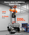 Dual Speed G100 Chain Electric Hoist Lifter With 2200 Lbs Capacity 20 Ft Lift Height 120V 60Hz Single Phase Overhead Crane lifting engine